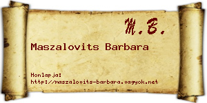 Maszalovits Barbara névjegykártya